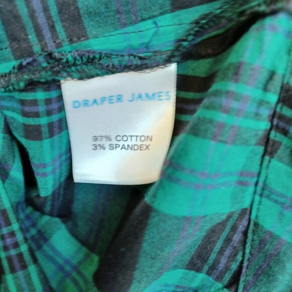 Draper James Plaid Blouse Green Tartan Ruffle Detail Womens size Small - Picture 6 of 11